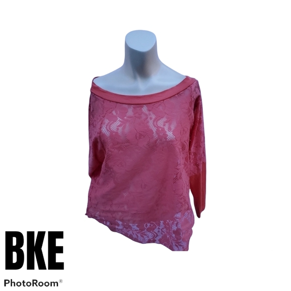BKE Tops - BKE Boat neck sheer lace top Women's size S